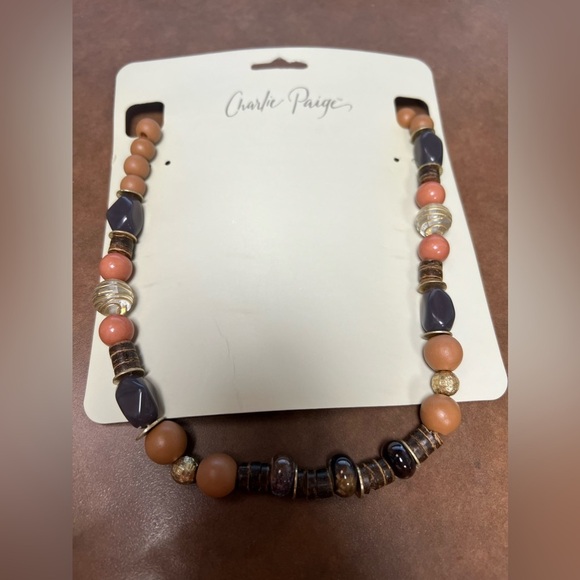 Charlie Paige Wooden Bead Boho Statement Necklace - Picture 2 of 4